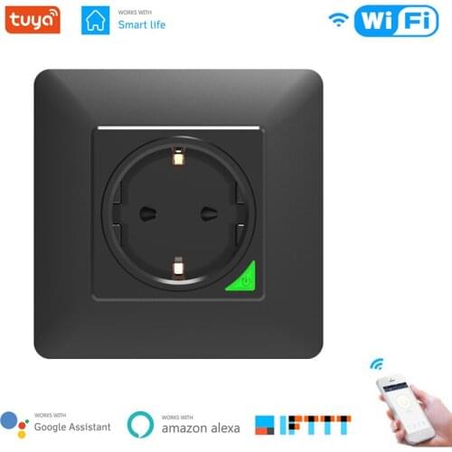 Tuya Smart Wall Socket EU 16A Wifi Power Plug Works With Smart life APP Timer Function Voice Remote Control Alexa Google Home