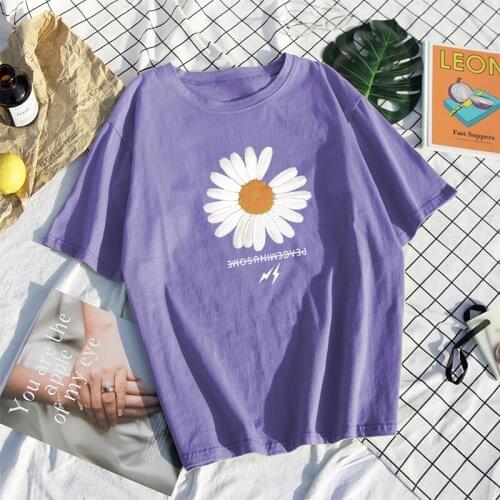 Spring Summer Harajuku Cute Oversized Flowers Tshirt O-Neck Short Slevees Newness Vintage All-Match Japan Style Brief Streetwear