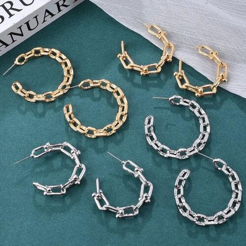 Vintage Statement Earrings For Women 2020 Gold Color Metal Korean Jewelry Alloy Geometric Round Dangle Earrings Gift Brincos