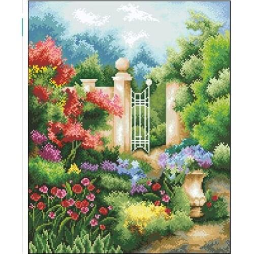 Embroidery Package Free Shipping Cross Stitch Kits Flower Garden Door