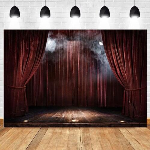Yeele Stage Curtain Red Wedding Portrait Wooden Floor Photography Party Backgrounds Photographic Backdrops For Photo Studio