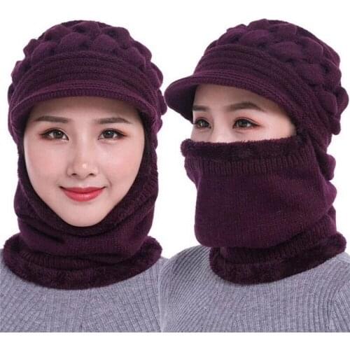 Women Caps Rabbit Plush Fur Knit Hat For Winter Coat Hat And Scarf Beret Cap Hat Casual Caps Female Neck