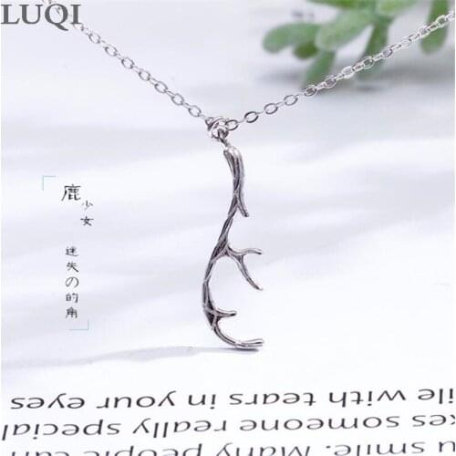 Womens Fashion S925 Thai Silver Elk Antler Pendant Personalized Necklaces N502