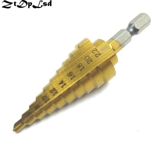 ZtDpLsd 1Pcs 4-22mm 1/4'' 6.35mm Hexagonal Shank HSS 4241 Steel Step Drill Multi-function Core Drill Bit For Metal Wood Drilling