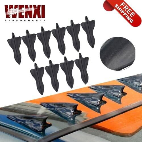 10PCS Carbon Fiber Design-Looking Color VORTEX GENERATOR FLEXIBLE PP EVO-STYLE ROOF SHARK FINS SPOILER WING KIT UNIVERSAL