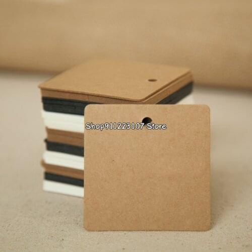 100pcs DIY Scrapbooking Square Paper Kraft Blank Hang Tags Crafts Postcards Christmas Wedding Party Decoration Label Card 6x6cm