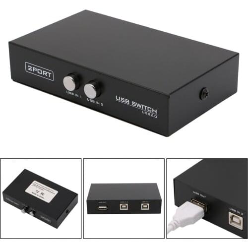 2 Ports USB2.0 Sharing Device Switch Switcher Adapter Box For PC Scanner Printer 37MC