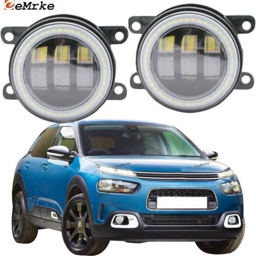 2PCS Led Angel Eye DRL for Citroen C4 Cactus 2014-2020 2019 2018 LED Fog Lights Lamp 2-colors Lens Daytime Running Light 12V DRL