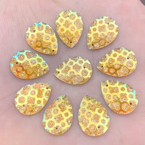 200pcs 13*18mm Water drop AB Resin Sew On Big Rhinestones Flatback Resin Crystals Accessory Gemstone Strass Loose Beads -A532*5