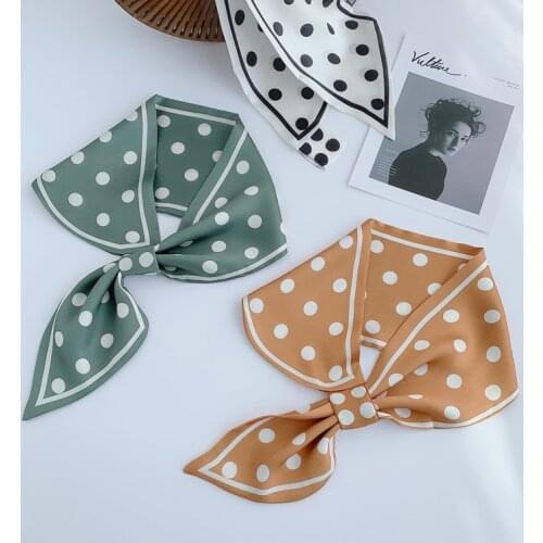 2021 spring dot 7colors Women Polyester Silk Scarf Sharp-angled Prints Summer Satin Long Wraps Scarves Shawl for Girls Vaction