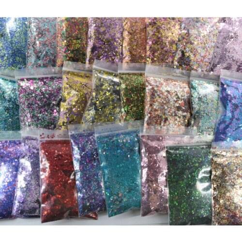 50g Mixed Hexagon 30 Colors Nail Powder Holo Glitter Mermaid Sequins Flakes Manicure Nail Art Decoration Nail Art Tips MD11