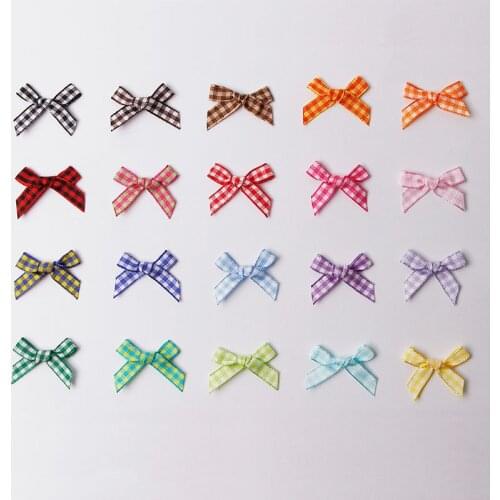 50pcs 3.5cm Color Handwork Plaids Ribbon Bowknots DIY Craft Wedding Gifts Box Decoration Bows Garment Textile Sewing Accessory