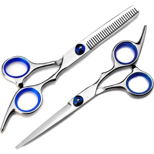 6 inch Cutting Thinning Styling Tool Hair Scissors Stainless Steel Salon and Home Hairdressing Shears Regular Flat Teeth Blades