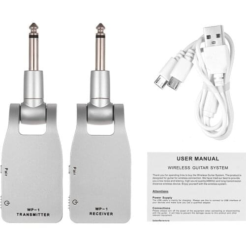 Muslady 2.4G Wireless Guitar System Transmitter & Receiver Built-in Rechargeable Lithium Battery 30M Transmission Range