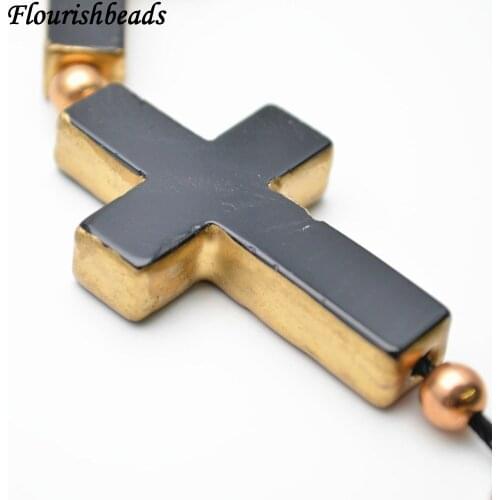 27x43mm Natural Black Agate Onyx Cross Loose Beads DIY Jewelry Making Supplies