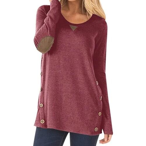 Casaul Tee Shirt Autumn Basic Women Blouse Fashion Patchwork Long Sleeve Tops with Button Elegant Ladies Tops Bigsweety T Shirt