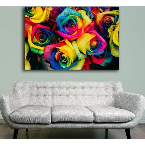 Large Size Colored Roses Wall Art Paiting Canvas Home Decor Wall oil Painting Print Nice wall picture for living room No Frame