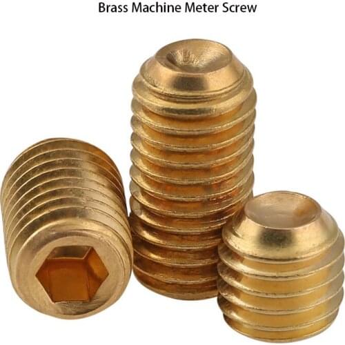 DIN916 Brass Machine Meter Screw Rosh Environmentally Copper Headless Hexagon Set Top Wire Stop Payment M3-M10 10PCS