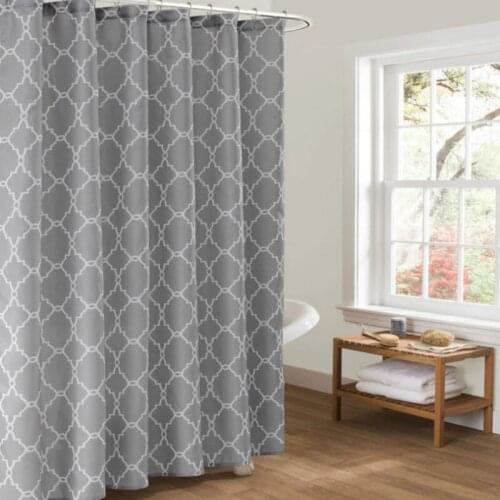 DUNXDECO Shower Curtain Waterproof Bath Room Polyester Fabric Curtain 180x180CM Nordic Gray Geometric Modern Home Hotel Decor
