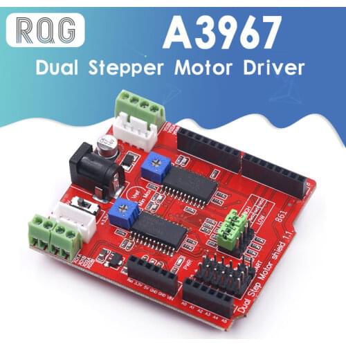 A3967 Dual Stepper Motor Driver Shield Module two-channel IO PWM CNC 3.3V 5V for UNO R3