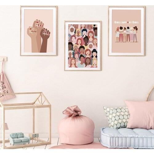 Feminist Nursery Art Women Power Hand Wall Art Canvas Painting Prints Girls Gift Modern Pictures Living Room Bedroom Wall Poster