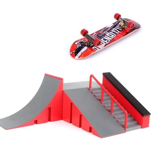 Finger Skate Park Kit Ramp Parts with 1 Finger Skateboard Mini Scooter Scene for Finger Skateboard Training Props