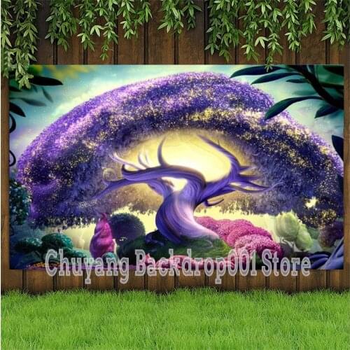 Tree Photo Backdrop Happy Birthday Party Natural Photography Backgrounds Banner