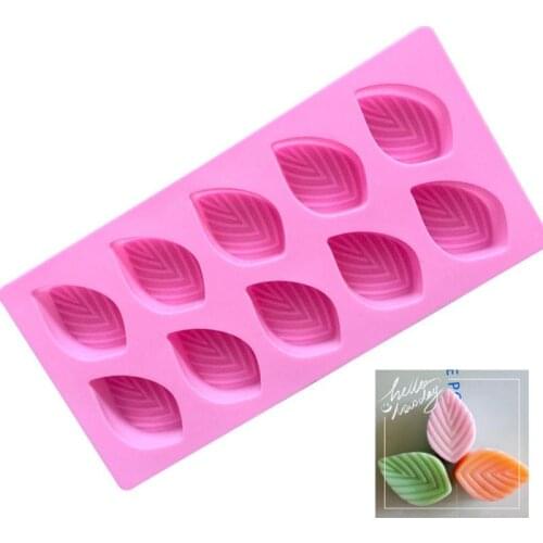 1pc Silicone Baking Mold 10 holes Leaf Cake Chocolate Mold Soap Mold Cake Baking Mold For Mousse Pastry Decorating Tools