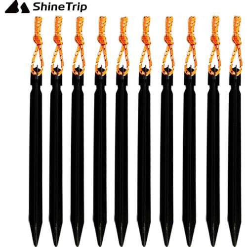 ShineTrip 10pcs/set 18cm Aluminum alloy Tent Pegs with Rope Stake Camping Hiking Equipment Outdoor Traveling Tent Accessories
