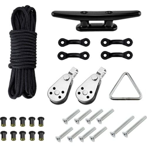 Kayak Anchor Trolley Kit System Pulleys Deck Tie Down Pad Eyes Anchor Cleats Ring Screws Rivets For Kayak Canoe Boat Etc