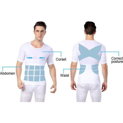 Men Shapers Summer Solid Compression T Shirt Firm Tummy Belly Buster Vest Control Slimming Body Shaper Underwear Shirt