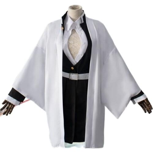 Kanroji Mitsuri Cosplay Costume Anime Demon Slayer Kimetsu no Yaiba Kisatsutai Team Uniform Hollow Chest Tops+Kimono+Skirt