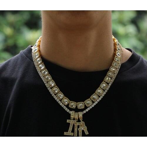 Custom Name Number Baguette Letters Pendant Gold Color Charm AAAA Zirconia Hip Hop Necklace Chain Rock Jewelry