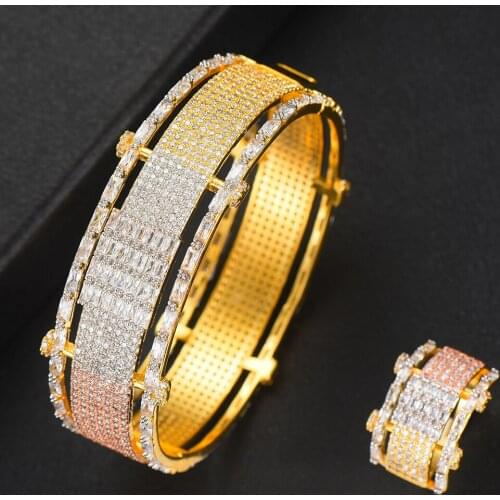 LARRAURI Exquisite Brand Bracelet Ring Jewelry Set with Full Mini Cubic Zircon Lover Sister Christmas Valentines Day Gift