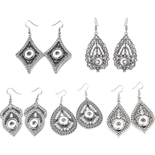 Fashion Interchangeable Crystal 002 Earring Fit 12mm Snap Button Earring For Women Christmas Gfit Charm Jewelry