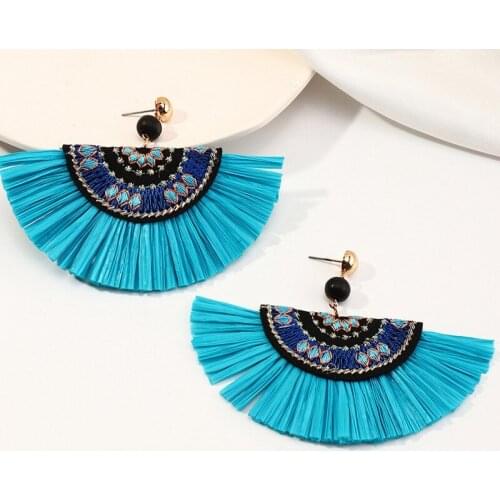 Fashion National Style Tassel Earrings For Women Bohemian Short Sector Colorful Korean Dangle Earring Trendy Vintage Jewelry NEW