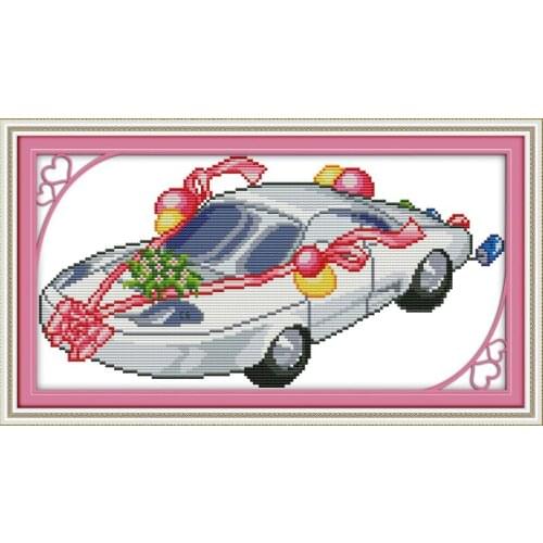 The wedding car cross stitch kit cartoon 14ct 11ct print canvas stitching embroidery DIY handmade needlework plus