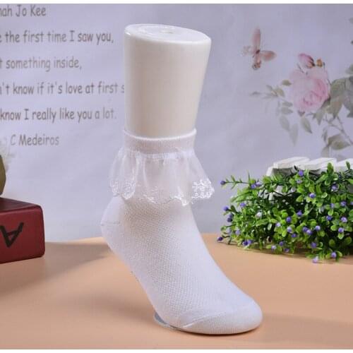 Childrens Summer Thin Cotton Mesh Cartoon Lace Socks Girls Dance Socks White Princess Breathable Deodorant Sweat-absorbent 2-14
