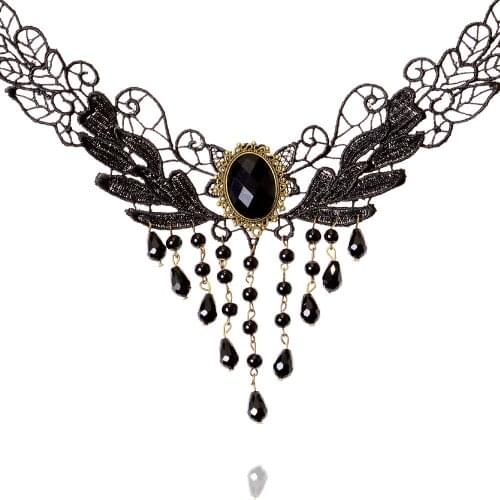 New Hot Multilayer Women Lace Necklace Vintage Collar Hollow Flowers Necklace Water Drop Pendant Tassel Designer Fashion Jewelry