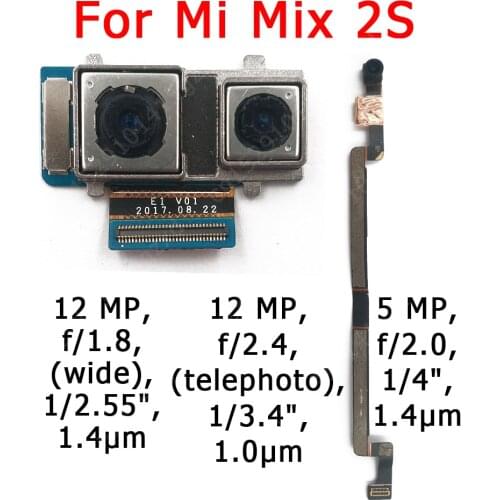 Original Front and Rear Back Camera For Xiaomi Mi Mix 2S Mix2S Main Facing Camera Module Flex Cable Replacement Spare Parts