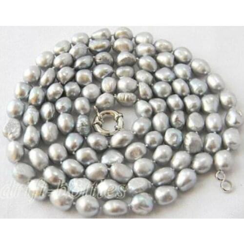 50'' 9-10mm Gray Baroque Freshwater Pearl Necklace