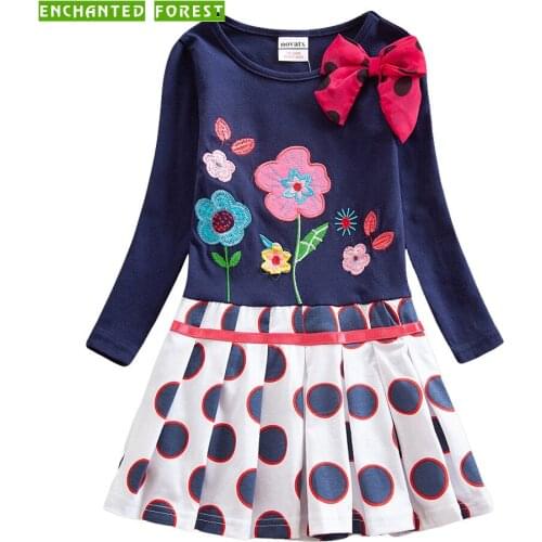 Girls Dress Spring and Autumn 100% Cotton Childrens Clothes Girls Evening Dresses Bow Embroidered Girls Birthday Party Dresses