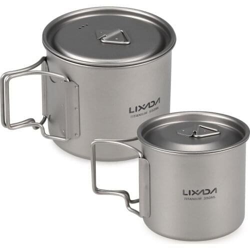 Camping Mug Titanium Cup Outdoor Portable Camping Picnic Water Cup Mug with Foldable Handle Tourist Tableware Picnic