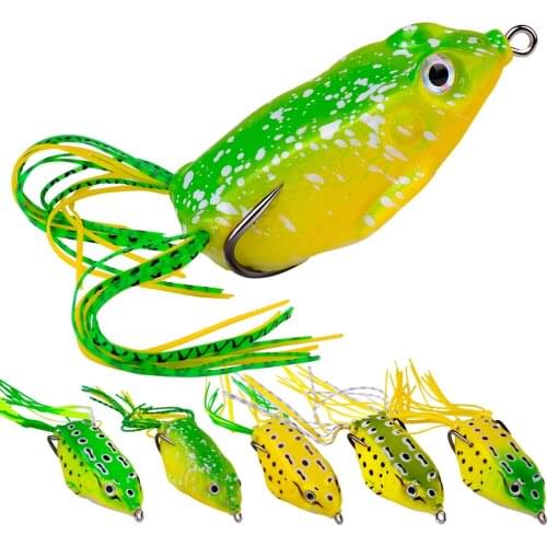 New Style 5.5g 11.5g 13g Frog Lure Soft Tube Bait Plastic Fishing Lure with Fishing Hooks Topwater Ray Frog Artificial 3D Eyes