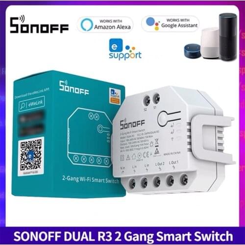 SONOFF Dual R3 DIY 2 Way Mini Wifi Switch With Power Metering eWeLink Smart Home Automation Interruptor For Alexa Google Home