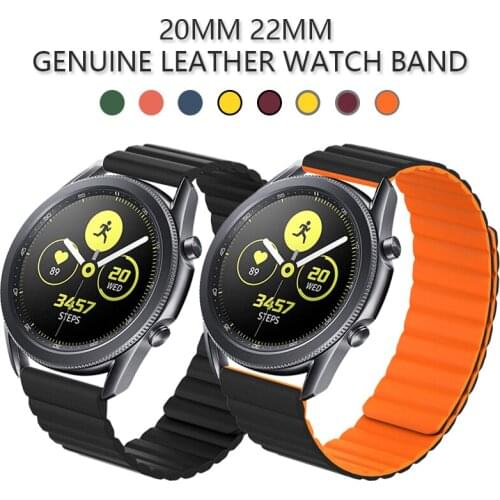 20mm 22mm Genuine Leather Watch Band for Huawei Watch Gt 2 Fit Magnetic Loop for Samsung Galaxy Active 2 Quick Release Bracelet