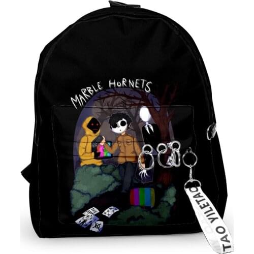 Creepypasta Fashion Oxford Fabric One Shoulder Keychain Backpack Printed Casual Student School Bag