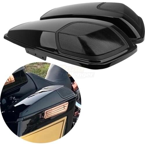 Motorcycle Light Black Saddlebag Lid Speaker With 5"X7" For Harley Touring FLT FLH FLHTCU 2014-2020 2019 2018 2017 2016 2015