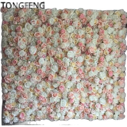 TONGFENG 8pcs/lot Artificial Silk Rose Peony 3D flower wall Wedding Backdrop Decoration Flower Runner Champagne Pink