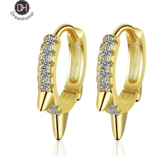 Dreamhonor Korean Fashion Simple 925 Sterling Silver Simple Single Row Zirconia Statement Clip Earrings Jewelry